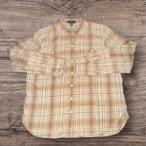 Lauren Ralph Lauren Other - Lauren Ralph Lauren Plaid‎ Button Down Shirt XL Tan Brown Cotton Classic